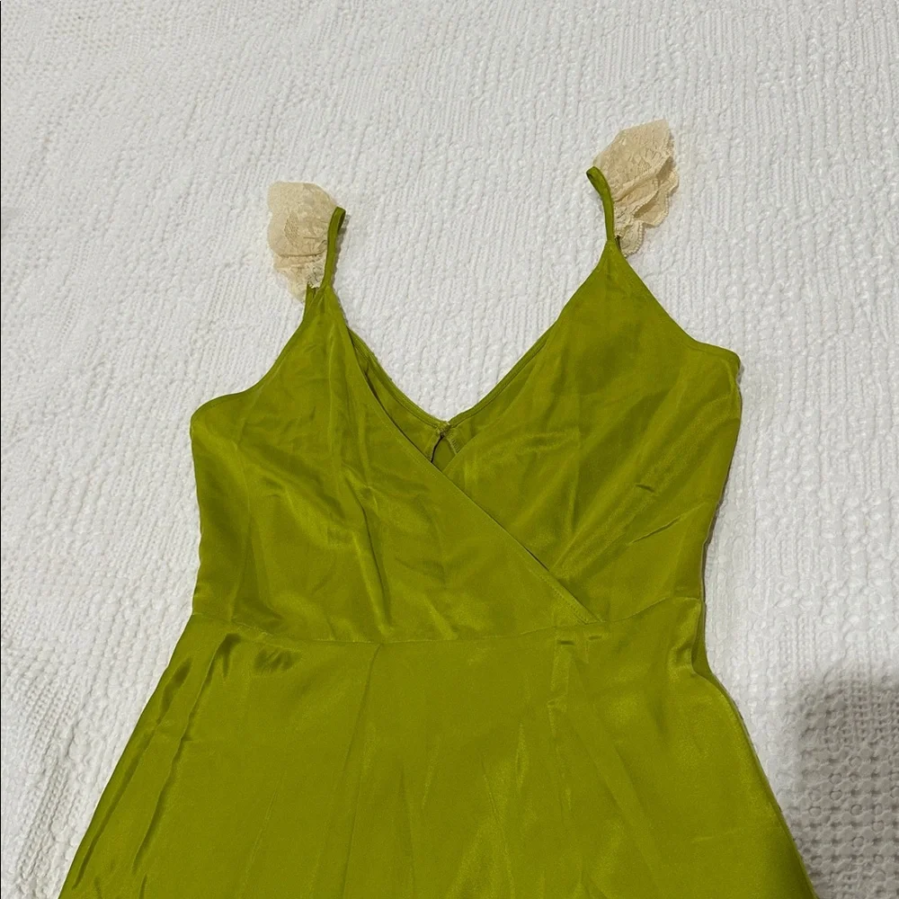 DOEN Claire Dress Silk Chartreuse Green Midi Maxi Slipdress XS Babydoll Retro - Picture 14 of 15